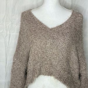 Soft shag knitted cropped sweater